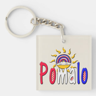 Porte-clefs Pomalo – Détente croate avec soleil et arc-en-ciel