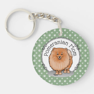 Porte-clefs Pomeranian Maman Pom Maman (rouge orange) Mignonne