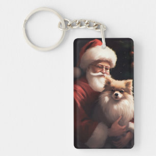 Porte-clefs Poméranie avec le Père Noël Noël Festif