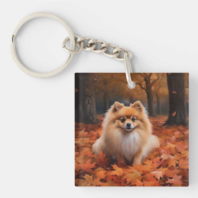 Porte-clefs Poméranie en automne Feuilles Automne Inspire (Devant)