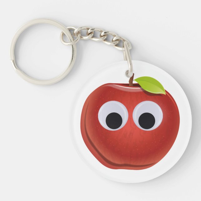 Porte-clefs Pomme, fruit rouge aux yeux de dieu - Personnalisé (Devant)
