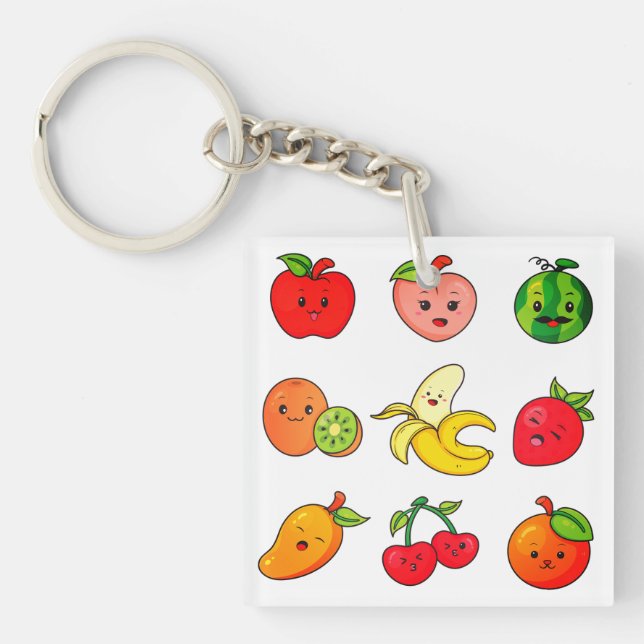 Porte-clefs Pomme, Pêche, Pastèque (Devant)