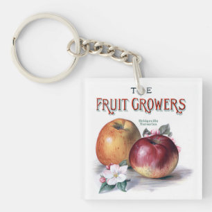 Porte-clefs Pommes vintages à fleurs Les producteurs de fruits