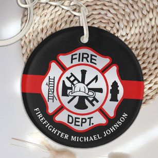 Porte-clefs Pompier Maltais Croix Fireman Personnalisé Acr