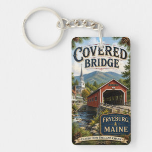 Porte-clefs Pont couvert Fryeburg Maine Rectangle Acrylique
