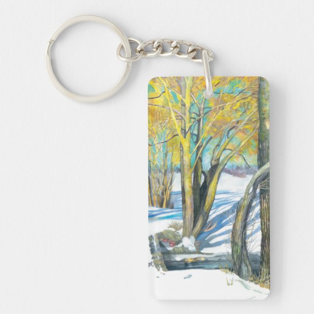 Porte-clefs pont en hiver Aquarelle (Devant)
