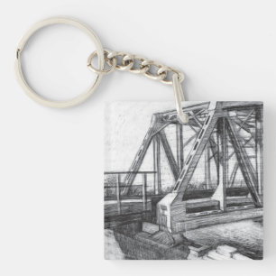 Porte-clefs Pont vieux pencilart Monochrome noir et blanc