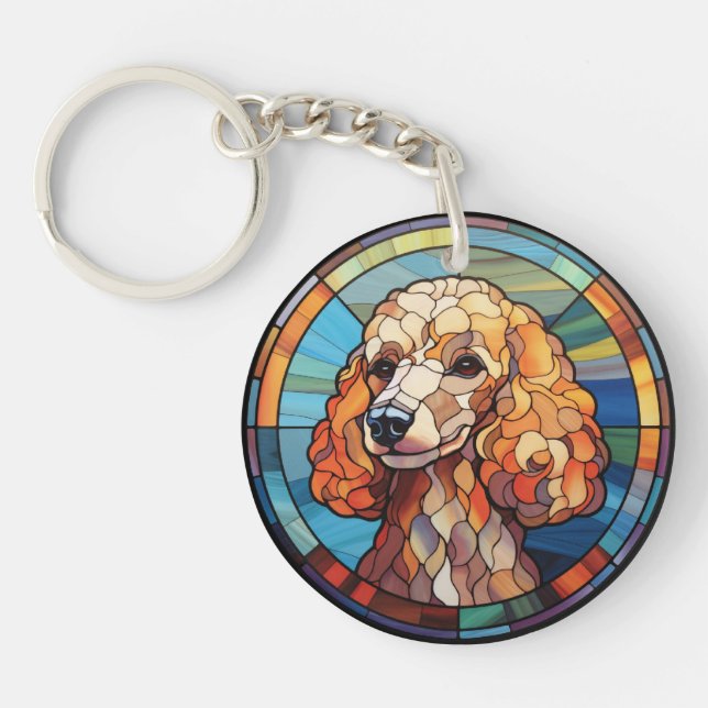 Porte-clefs Poodle de chien en verre doux (Devant)