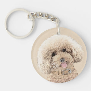 Porte-clefs Poodle Miniature Toy Apricot Crème Chien Brown Art