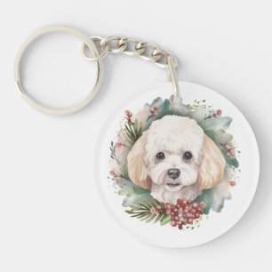 Porte-clefs Poodle Noël Wreath Festive Pup