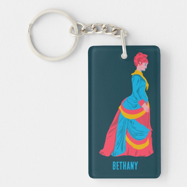 Porte-clefs Pop Art femme historique en robe bouillonnante per (Devant)