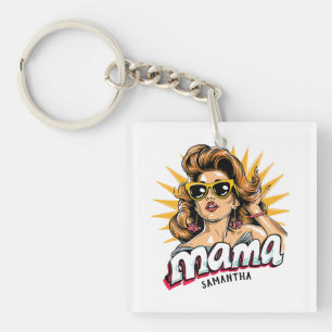 Porte-clefs Pop Mama Retro Personnalisé Art 1