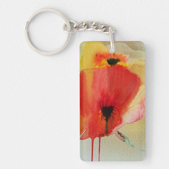 Porte-clefs Poppies rouges Art floral moderne (Devant)