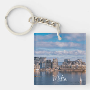 Porte-clefs Port de Sliema et gratte-ciel à Malte