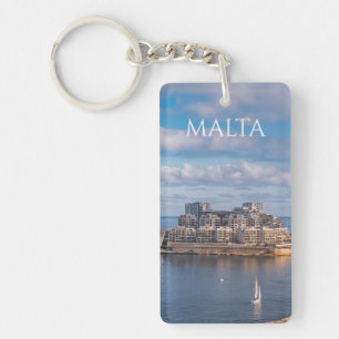 Porte-clefs Port de Sliema et gratte-ciel à Malte