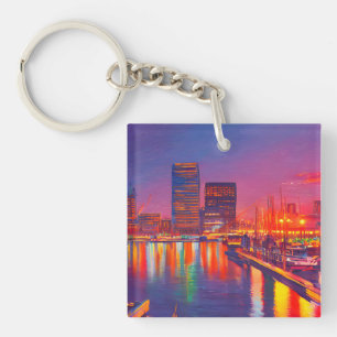 Porte-clefs Port intérieur de Baltimore à la nuit