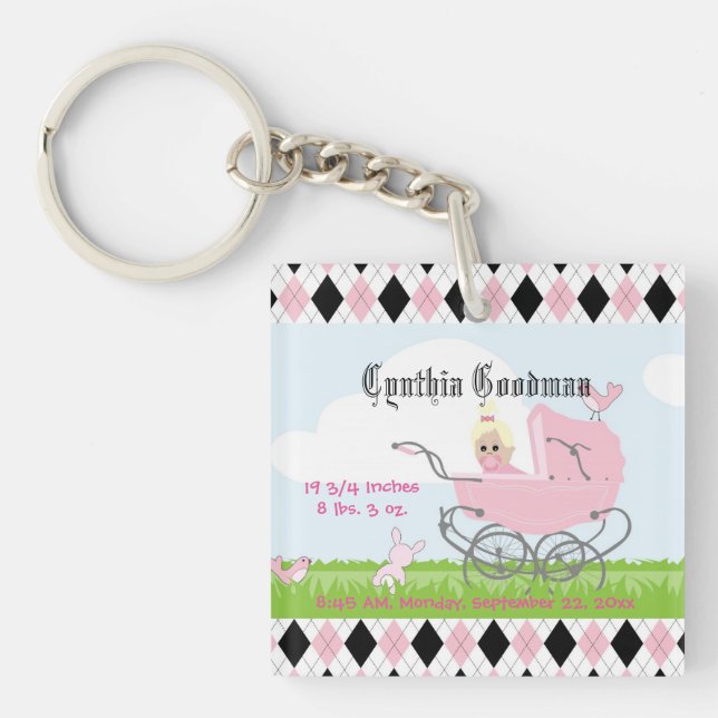Porte-clefs Porte-bébé rose Vintage (Devant)