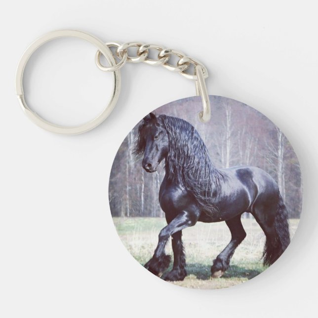 Porte-clefs Porte - clé à cheval friésien (Devant)