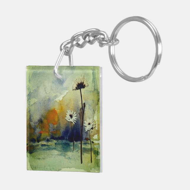 Porte-clefs Porte - clé Abstrait de fleurs d'aquarelle (Dos droit)