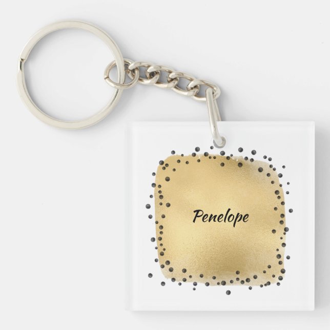 Porte-clefs Porte - clé Abstrait noir Monogram Gold (Devant)