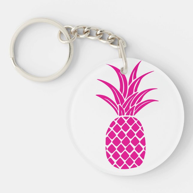 Porte-clefs Porte - clé acrylique à ananas rose vif (Devant)