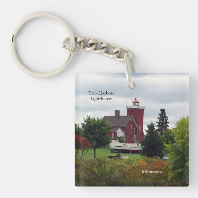 Porte-clefs Porte - clé acrylique à deux ports phare et bateau (Devant)