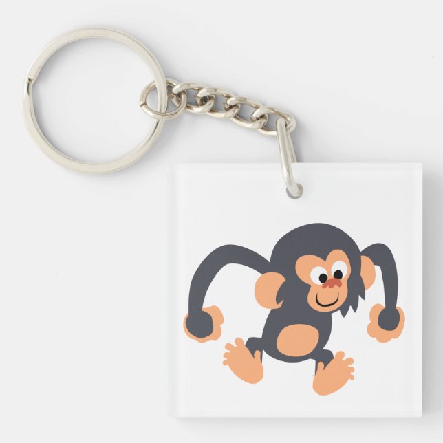Porte-clefs Porte - clé acrylique au chimpanzé au chimpanzé à  (Devant)