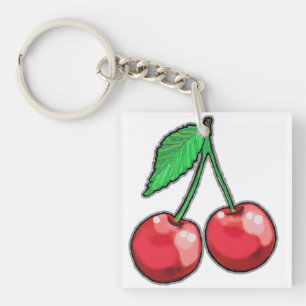 Porte-clefs Porte - clé acrylique aux cerises rouges