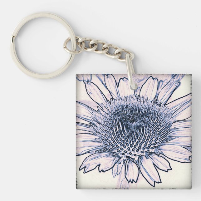 Porte-clefs Porte - clé acrylique avec croquis de coneflower (Devant)
