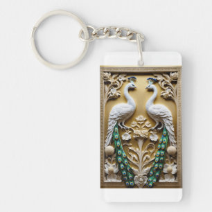 Porte-clefs Porte - clé acrylique avec paire image paon.