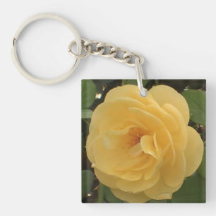 Porte-clefs Porte - clé acrylique Camellia jaune