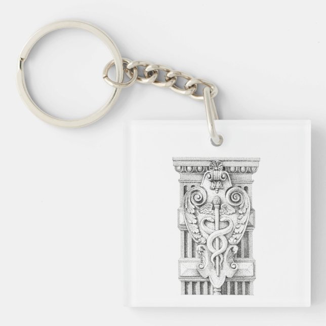 Porte-clefs PORTE - CLÉ acrylique Carré CADUCEUS (Devant)