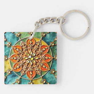 Porte-clefs Porte - clé acrylique coloré orange, bleu et jaune