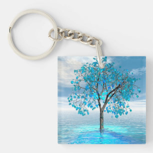 Porte-clefs Porte - clé acrylique Crystal Blue Tree