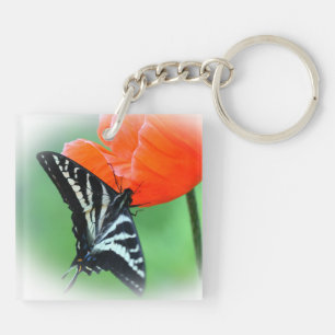 Porte-clefs Porte - clé acrylique de fleurs de papillon zébrée