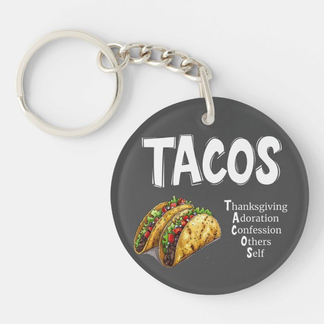 Porte-clefs PORTE - CLÉ acrylique de prière TACOS (Devant)
