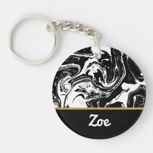 Porte-clefs Porte - clé acrylique de style noir et Marbre bla