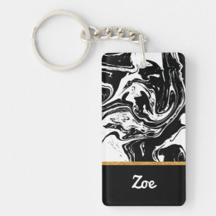 Porte-clefs Porte - clé acrylique de style noir et Marbre bla