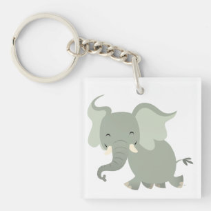 Porte-clefs Porte - clé acrylique d'éléphant joyeux