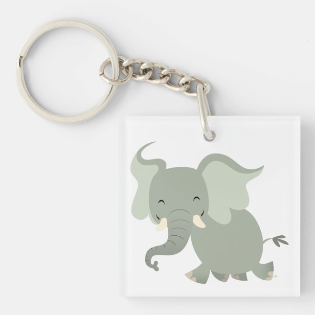 Porte-clefs Porte - clé acrylique d'éléphant joyeux (Devant)
