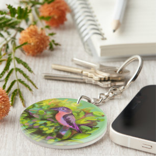 Porte-clefs Porte - clé acrylique d'oiseau rose