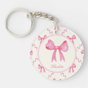 Porte-clefs Porte - clé acrylique doux rose Coquette Bow