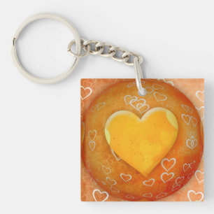 Porte-clefs Porte - clé acrylique du coeur jaune