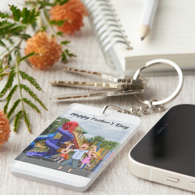 Porte-clefs Porte - clé acrylique fête des pères (Devant droit)