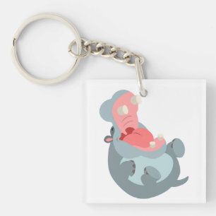 Porte-clefs Porte - clé acrylique hippo de joli rire