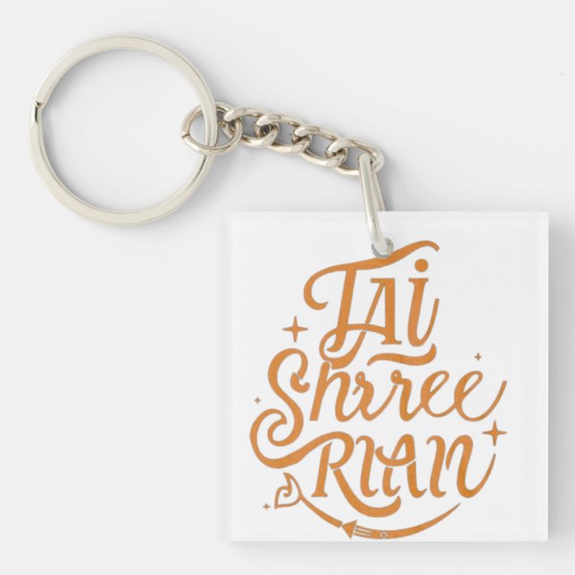 Porte-clefs Porte - clé Acrylique Jai Shree Ram - Léger, (Devant)