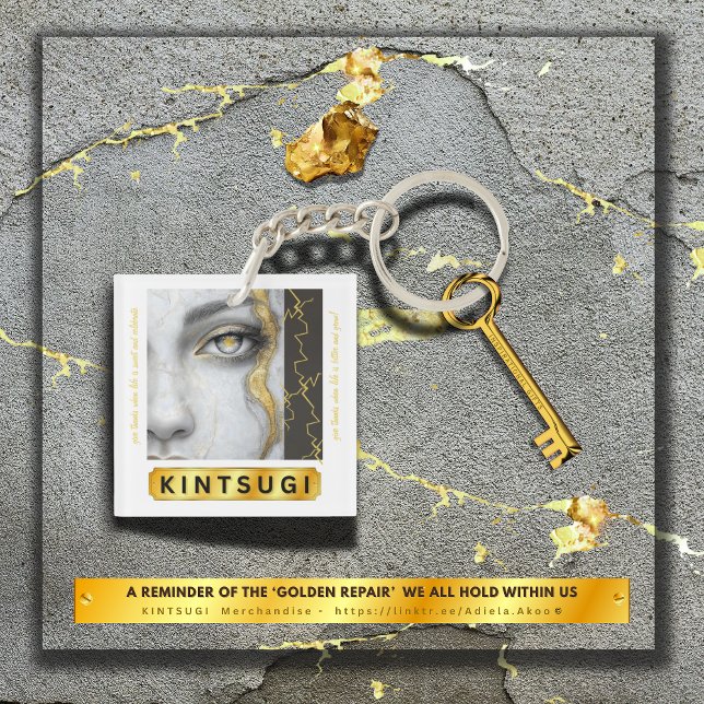 Porte-clefs Porte - clé acrylique KINTSUGI (KINTSUGI Keychain by Poet Adiela Akoo reminds us that we're beautifully resilient. READ MSG ON KEY!)