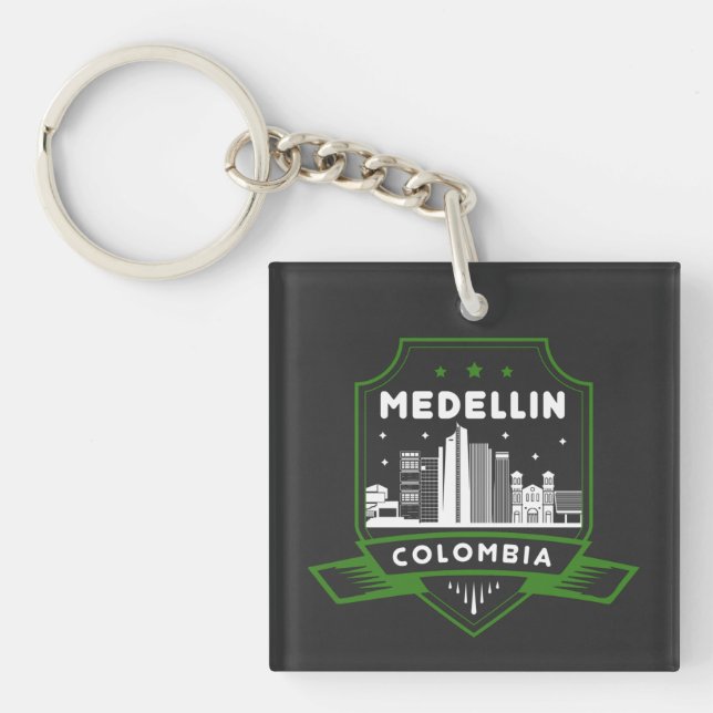 Porte-clefs Porte - clé acrylique Medellin Colombia Skyline (Devant)