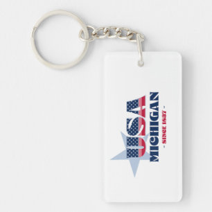 Porte-clefs PORTE - CLÉ acrylique monogramme de l'État américa