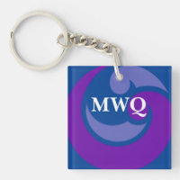 Porte - clé acrylique Monogramme d'onde bleue pers